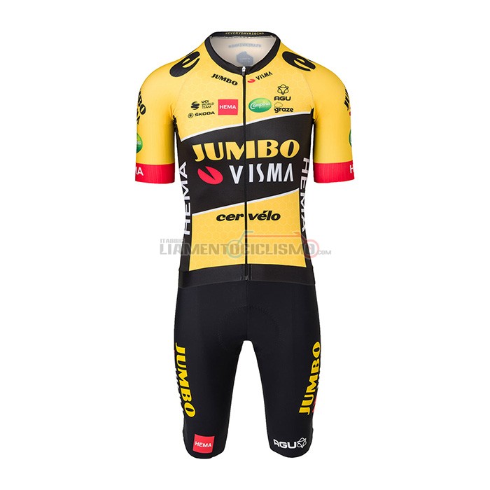 Abbigliamento Ciclismo Jumbo Visma Manica Corta 2022 Nero Giallo